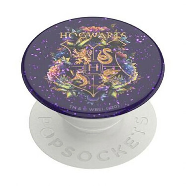 PopSockets Pop Grip pour Smartphones Standard Design Hogwarts Floral Pailletés Blanc