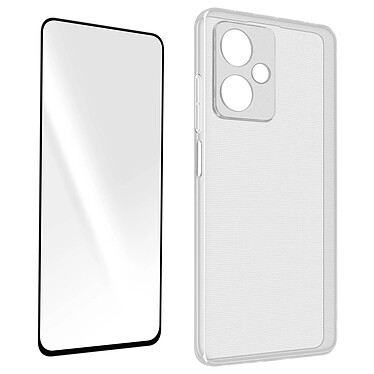 Avizar Coque pour Xiaomi Redmi Note 12 5G Silicone et Verre Trempé contour noir