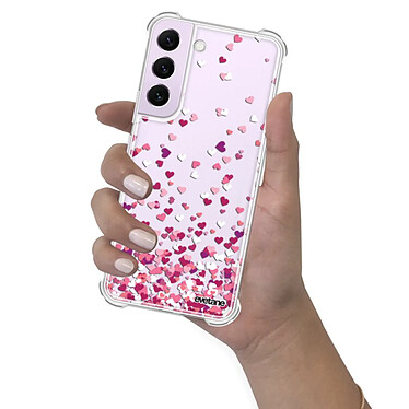 Evetane Coque Samsung Galaxy S21 FE Silicone antichocs Solides coins renforcés  transparente Motif Confettis De Coeur pas cher