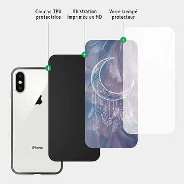 Acheter Evetane Coque en verre trempé iPhone Xs Max Lune Attrape Rêve