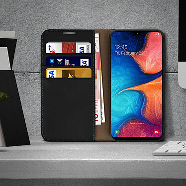 Avis Avizar Étui Galaxy A20e Folio Cuir Véritable Porte cartes Support Vidéo noir