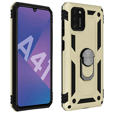 Avizar Coque Samsung Galaxy A41 Antichoc bi-matières Bague Support Vidéo doré