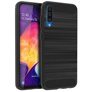 Avizar Coque Samsung Galaxy A50 Silicone Gel Finition Carbone Effet Métal Brossé noir