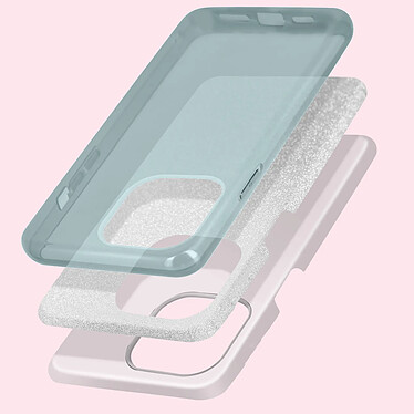 Avis Avizar Coque iPhone 14 Paillette Amovible Silicone Semi-rigide Bleu