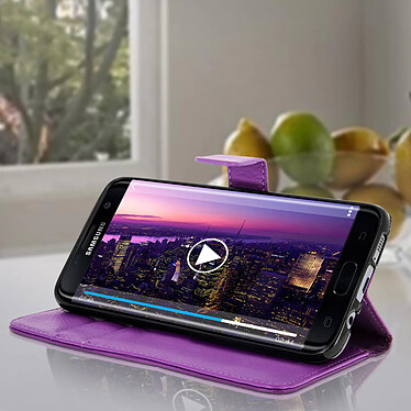 Acheter Avizar Housse Samsung Galaxy S7 Edge Etui Portefeuille Fonction Stand Violet