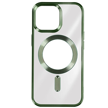 Avizar Coque MagSafe pour iPhone 15 Pro Max Silicone Protection Caméra  Contour Chromé Vert