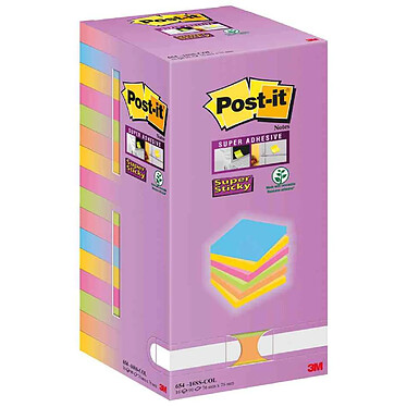 POST-IT Bloc-note Super Sticky Notes, 76 x 76 mm Tower