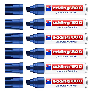 EDDING Marqueur Permanent 800 Corps Alu Bleu Pointe Biseau 4-12 mm x 6