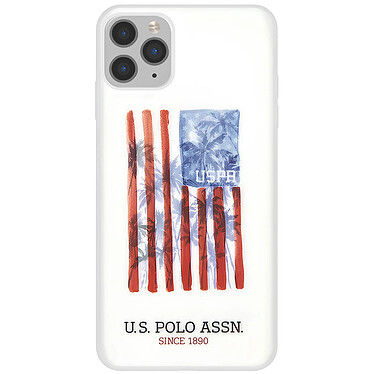 U.S Polo Coque pour iPhone 11 Pro Max American Flag Antichoc Blanc