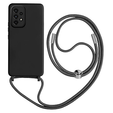 Avizar Coque Cordon pour Samsung Galaxy A52 et A52s Semi-rigide Lanière Tour du Cou 80cm  Noir