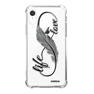 Evetane Coque iPhone Xr anti-choc souple angles renforcés transparente Motif Love Life