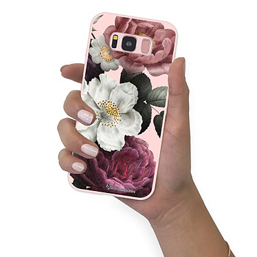 LaCoqueFrançaise Coque Samsung Galaxy S8 Silicone Liquide Douce rose pâle Fleurs roses pas cher