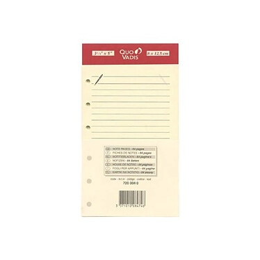 QUO VADIS Recharge Accessoires Organiseur FICHES NOTES Timer 14 Ivoire 8 x 12 cm