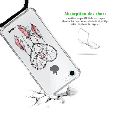 Avis Evetane Coque cordon iPhone 7/8/ iPhone SE 2020 noir Dessin Attrape coeur