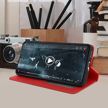 Avizar Housse Samsung Galaxy S21 Soft-touch Clapet Portefeuille Support Vidéo Rouge pas cher