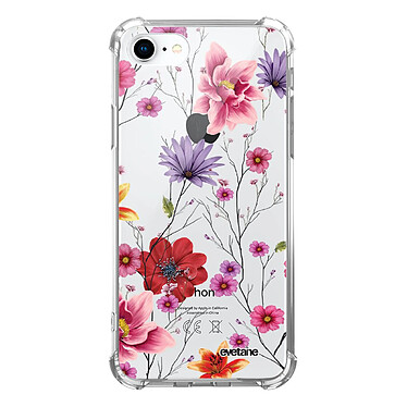 Evetane Coque iPhone 7/8/ iPhone SE 2020 Silicone antichocs Solides coins renforcés  transparente Motif Fleurs Multicolores