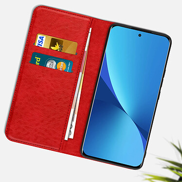 Avis Avizar Housse Xiaomi 12 Pro Clapet Portefeuille Fonction Support Vidéo Rouge