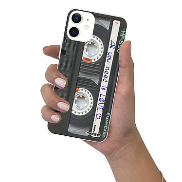 Evetane Coque iPhone 12 mini silicone transparente Motif Cassette ultra resistant pas cher