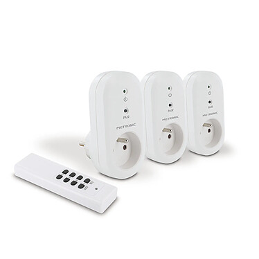 METRONIC - Prise télécommandées 2300 W avec télécommande - Lot de 3 prises - Blanc