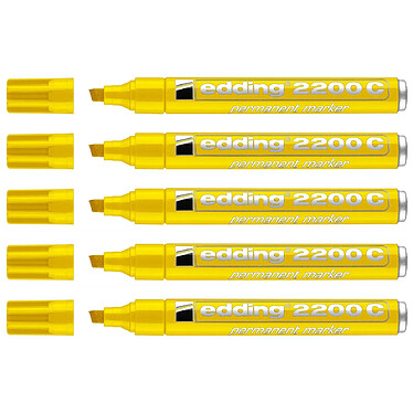 EDDING Marqueur Permanent 2200 C Corps Alu Jaune Pointe Biseautée 1-5 mm x 5