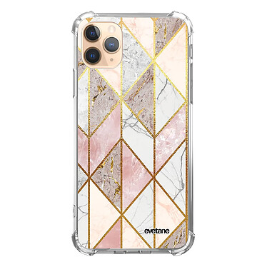 Evetane Coque iPhone 11 Pro anti-choc souple angles renforcés transparente Motif Marbre Rose Losange