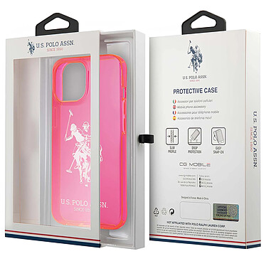 U.S Polo Coque pour iPhone 13 Pro Big Horse Antichoc Bords Surélevés Rose pas cher