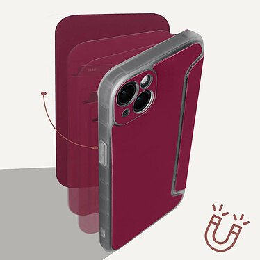 Avizar Etui pour iPhone 14 Clapet Magnétique avec Porte Carte  bordeaux pas cher