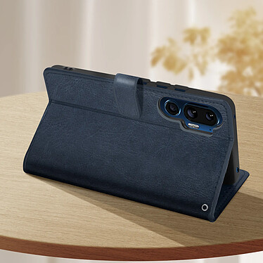 Avis Avizar Étui pour HTC U24 Pro Design Vintage Clapet Portefeuille Support Vidéo Bleu Nuit