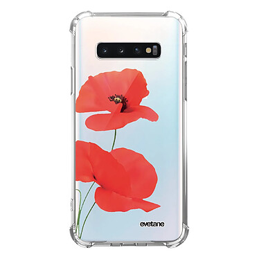 Evetane Coque Samsung Galaxy S10 Plus anti-choc souple angles renforcés transparente Motif Coquelicot