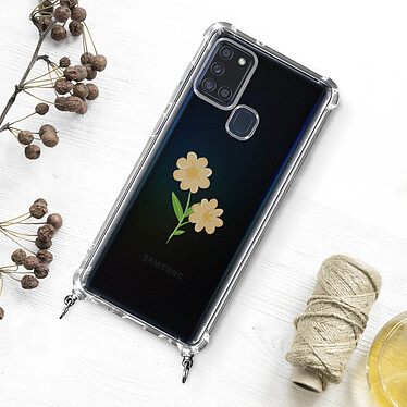 Avizar Coque Galaxy A21s Anneau personnalisable avec bijou/Chaîne - Transparent pas cher