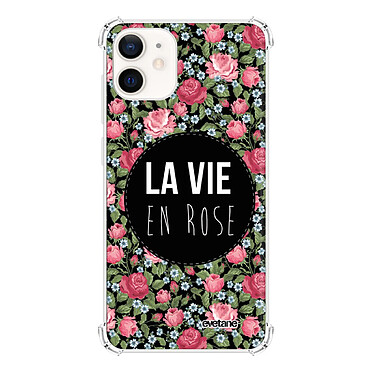 Evetane Coque iPhone 12 mini anti-choc souple angles renforcés transparente Motif La Vie en Rose