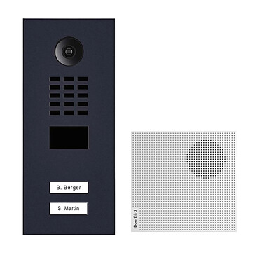 Doorbird - Portier vidéo IP 2 sonnettes D2102V Anthracite + 1 Carillon + Support encastrable