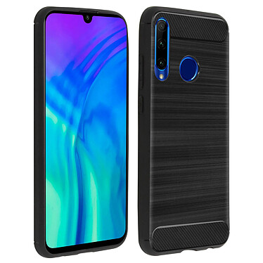 Avizar Coque Honor 20 Lite/Honor 20e Silicone Finition Carbone Effet Métal Brossé noir