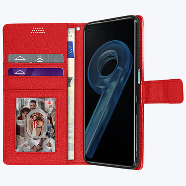 Acheter Avizar Housse pour Realme 9i , Oppo A76 et Oppo A96 Aspect Grainé Clapet Portefeuille Stand Vidéo  rouge