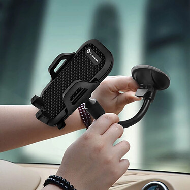 Forcell Support Voiture Smartphone 47 à 95mm Fixation ventouse Rotatif 360°  Noir pas cher