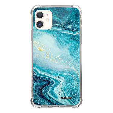 Evetane Coque iPhone 11 anti-choc souple angles renforcés transparente Motif Bleu Nacré Marbre