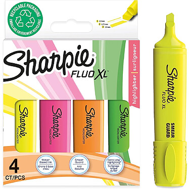 SHARPIE Surligneur FLUO XL, blister de 4, assorti