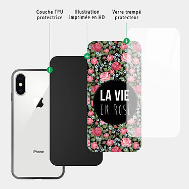 Acheter Evetane Coque en verre trempé iPhone Xs Max La Vie en Rose