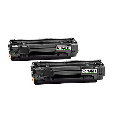 COMETE - HP 35A - Pack de 2 Toners Compatibles avecHP 35A CB435A pour Imprimante HP Laserjet - Noir - Marque française