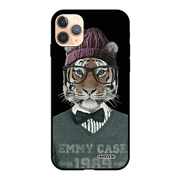 Evetane Coque iPhone 11 Pro Silicone Liquide Douce noir Tigre Fashion