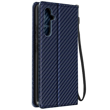 Avizar Etui pour Samsung Galaxy A34 5G effet carbone clapet magnétique support vidéo  Bleu