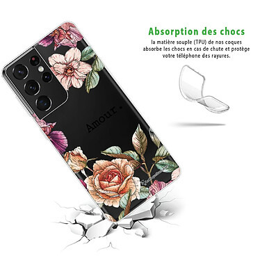 Avis LaCoqueFrançaise Coque Samsung Galaxy S21 Ultra 5G 360 intégrale transparente Motif Amour en fleurs Tendance