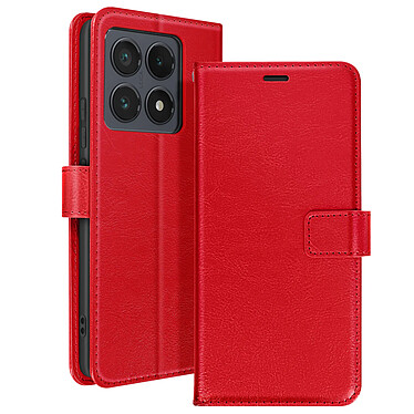 Mayaxess Étui pour Xiaomi 14T Pro Portefeuille avec Dragonne Rouge