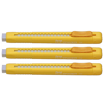 PENTEL Stylo gomme CLIC ERASER, Corps Jaune x 3