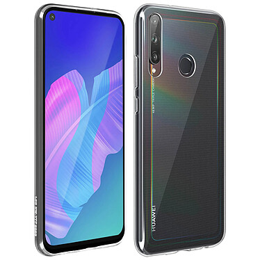 Avizar Coque Huawei P40 Lite E Silicone Souple et Film Verre Trempé 9H noir