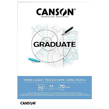 CANSON Bloc 40 Feuilles Calque GRADUATE A4 72g Satiné