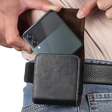 Acheter Avizar Étui Ceinture pour Smartphone Flip Simili Cuir lisse Clapet aimanté  Noir