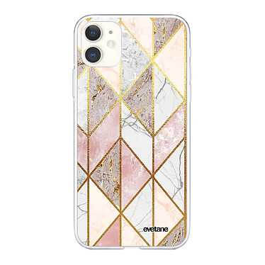 Evetane Coque iPhone 11 360 intégrale transparente Motif Marbre Rose Losange Tendance