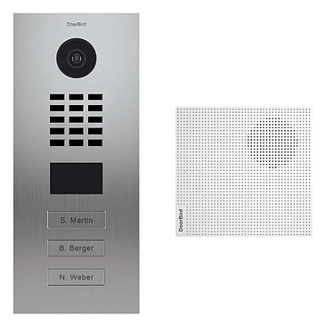 Doorbird - Portier vidéo IP 3 sonnettes encastré Inox + 1 Carillon D2103V EAU SALEE KIT 1