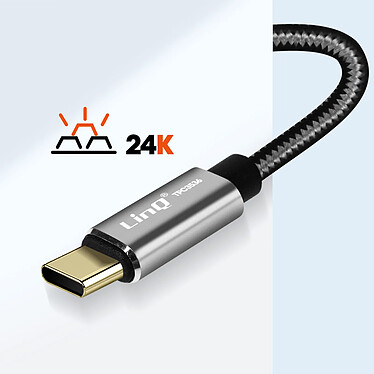 LinQ Adaptateur Audio USB-C vers Double Jack 3.5mm Femelle Casque + Micro pas cher